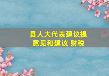 县人大代表建议提意见和建议 财税